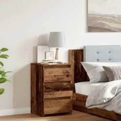 vidaXL Nachtkastje 40x35x62,5 cm bewerkt hout oud houtkleurig