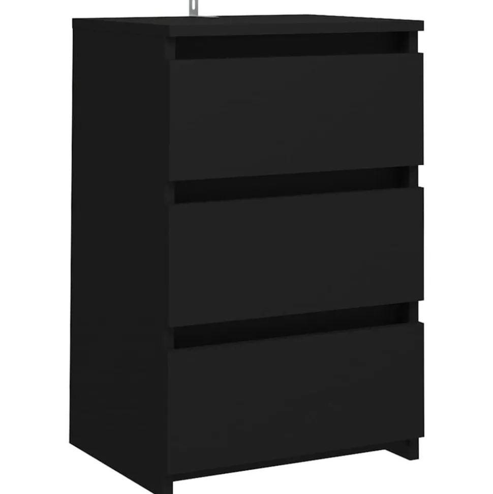 vidaXL Nachtkastje 40x35x62,5 cm bewerkt hout zwart