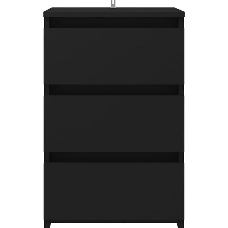 vidaXL Nachtkastje 40x35x62,5 cm bewerkt hout zwart