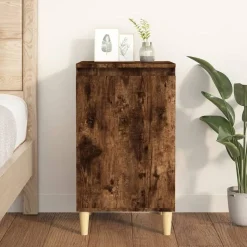 vidaXL Nachtkastje 40x35x70 cm bewerkt hout gerookt eikenkleurig