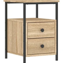 vidaXL Nachtkastje 34x35,5x50 cm bewerkt hout sonoma eikenkleurig