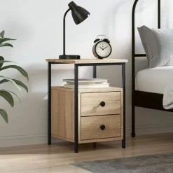 vidaXL Nachtkastje 34x35,5x50 cm bewerkt hout sonoma eikenkleurig