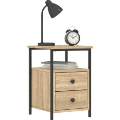 vidaXL Nachtkastje 34x35,5x50 cm bewerkt hout sonoma eikenkleurig