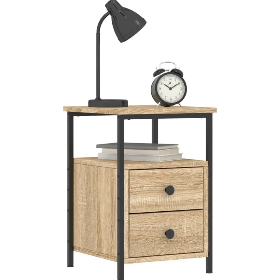 vidaXL Nachtkastje 34x35,5x50 cm bewerkt hout sonoma eikenkleurig