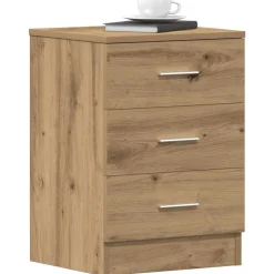 vidaXL Nachtkastje 38x35x55 cm bewerkt hout artisanaal eikenkleur