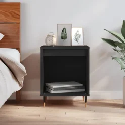 vidaXL Nachtkastje 40x35x50 cm bewerkt hout zwart