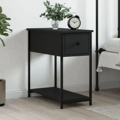 vidaXL Nachtkastje 30x60x60 cm bewerkt hout zwart