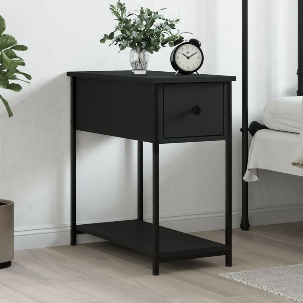 vidaXL Nachtkastje 30x60x60 cm bewerkt hout zwart
