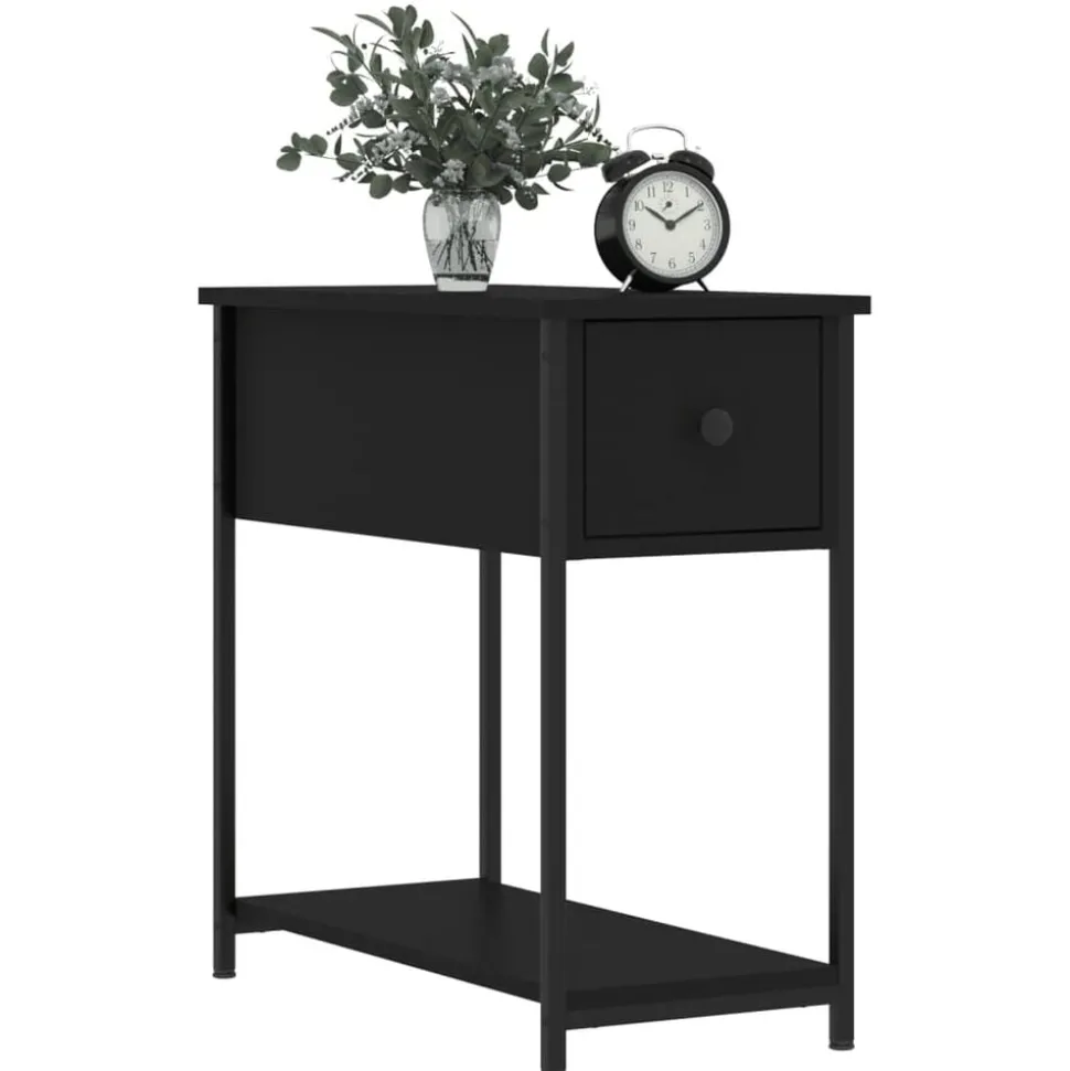 vidaXL Nachtkastje 30x60x60 cm bewerkt hout zwart