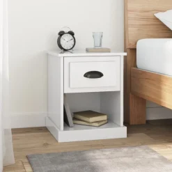 vidaXL Nachtkastje 39x39x47,5 cm bewerkt hout hoogglans wit