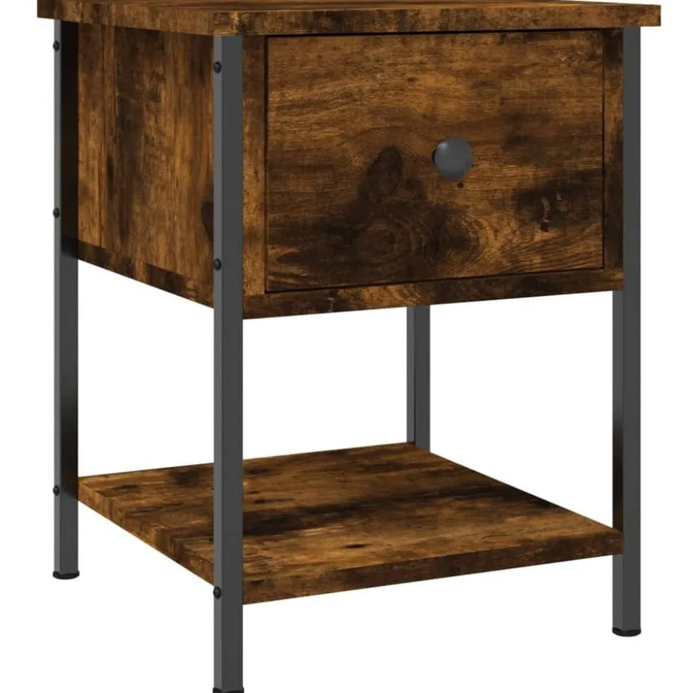 vidaXL Nachtkastje 34x35,5x45 cm bewerkt hout gerookt eikenkleurig
