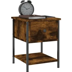 vidaXL Nachtkastje 34x35,5x45 cm bewerkt hout gerookt eikenkleurig