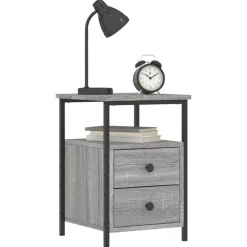 vidaXL Nachtkastje 34x35,5x50 cm bewerkt hout grijs sonoma