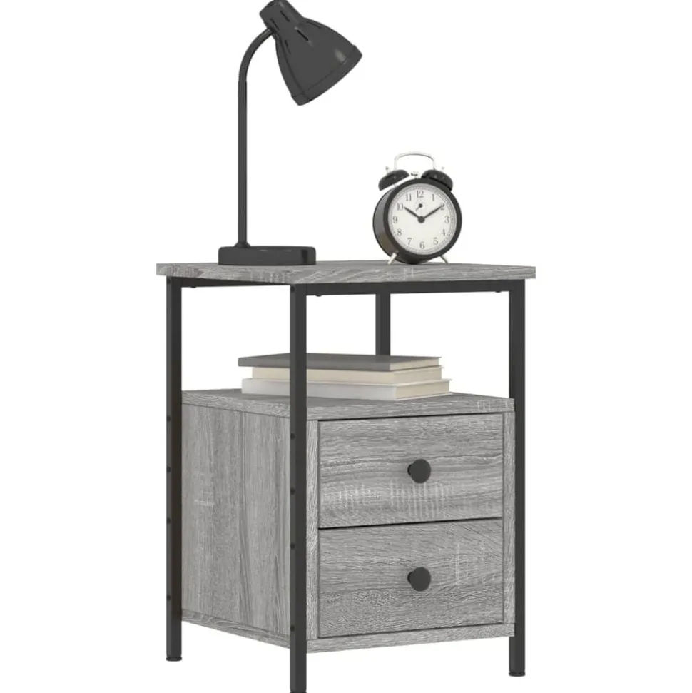 vidaXL Nachtkastje 34x35,5x50 cm bewerkt hout grijs sonoma