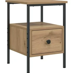 vidaXL Nachtkastje 34x36x50 cm bewerkt hout artisanaal eikenkleurig