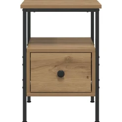 vidaXL Nachtkastje 34x36x50 cm bewerkt hout artisanaal eikenkleurig