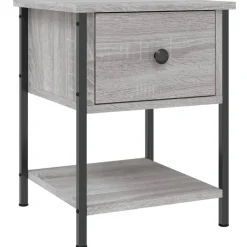 vidaXL Nachtkastje 34x35,5x45 cm bewerkt hout grijs sonoma eikenkleur