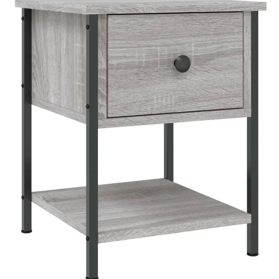 vidaXL Nachtkastje 34x35,5x45 cm bewerkt hout grijs sonoma eikenkleur
