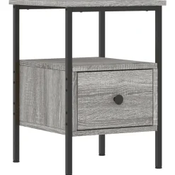 vidaXL Nachtkastje 34x36x50 cm bewerkt hout grijs sonoma eikenkleurig