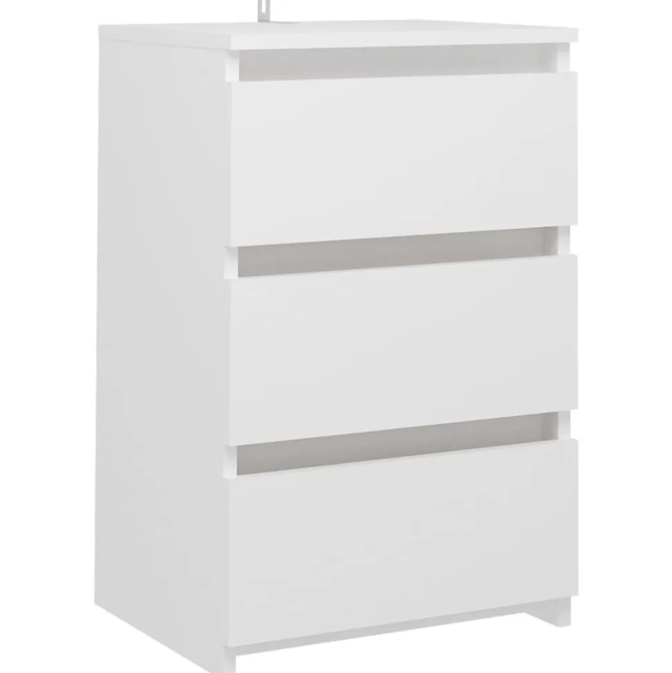 vidaXL Nachtkastje 40x35x62,5 cm bewerkt hout wit