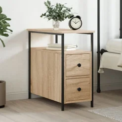 vidaXL Nachtkastje 30x60x60 cm bewerkt hout sonoma eikenkleurig