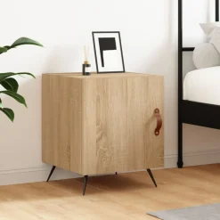 vidaXL Nachtkastje 40x40x50 cm bewerkt hout sonoma eikenkleurig
