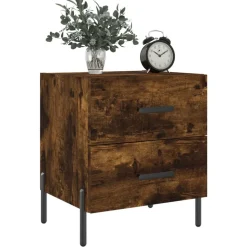 vidaXL Nachtkastje 40x35x47,5 cm bewerkt hout gerookt eikenkleurig