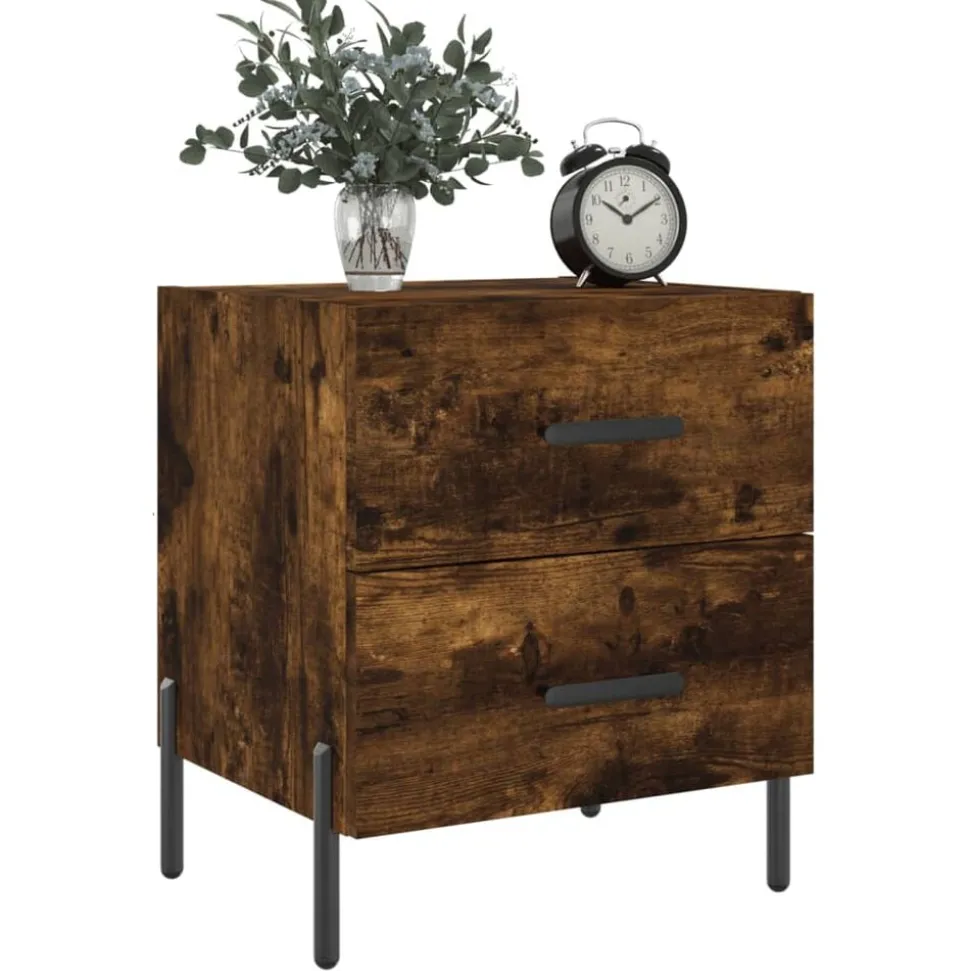 vidaXL Nachtkastje 40x35x47,5 cm bewerkt hout gerookt eikenkleurig