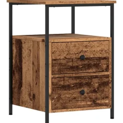 vidaXL Nachtkastje 34x35,5x50 cm bewerkt hout oud houtkleurig