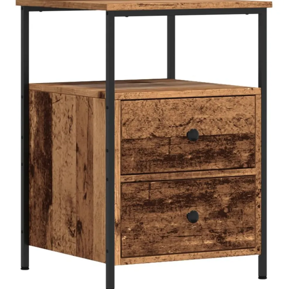 vidaXL Nachtkastje 34x35,5x50 cm bewerkt hout oud houtkleurig
