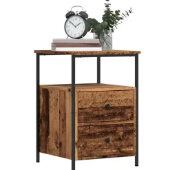 vidaXL Nachtkastje 34x35,5x50 cm bewerkt hout oud houtkleurig