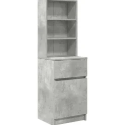 vidaXL Nachtkastje 39x35x125 cm bewerkt hout betongrijs
