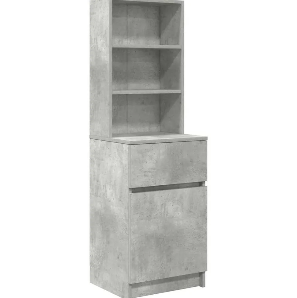 vidaXL Nachtkastje 39x35x125 cm bewerkt hout betongrijs