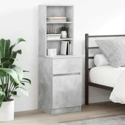vidaXL Nachtkastje 39x35x125 cm bewerkt hout betongrijs