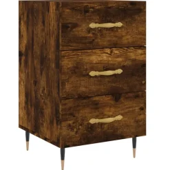 vidaXL Nachtkastje 40x40x66 cm bewerkt hout gerookt eikenkleurig