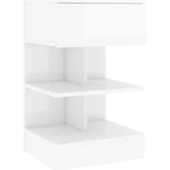vidaXL Nachtkastje 40x35x65 cm bewerkt hout hoogglans wit