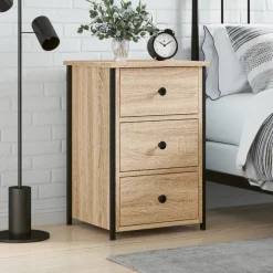 vidaXL Nachtkastje 40x36x60 cm bewerkt hout sonoma eikenkleurig