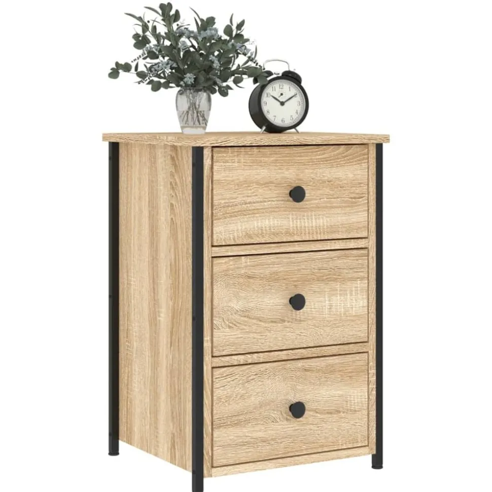 vidaXL Nachtkastje 40x36x60 cm bewerkt hout sonoma eikenkleurig