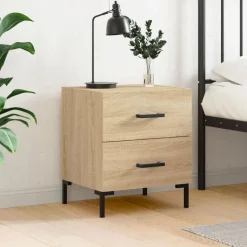 vidaXL Nachtkastje 40x35x47,5 cm bewerkt hout sonoma eikenkleurig