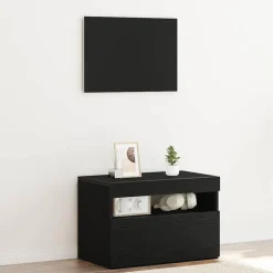 vidaXL Nachtkastje Zwart Eiken 60 x 35 x 40 cm Bewerkt hout