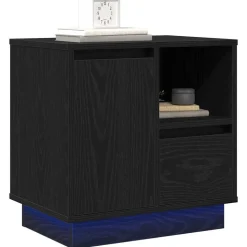 vidaXL Nachtkastje Zwart Eiken 50 x 34,5 x 50 cm. Bewerkt hout