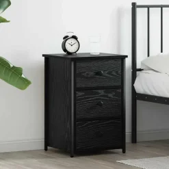 vidaXL Nachtkastje Zwart Eiken 40 x 36 x 60 cm Massief Gerecycled Hout