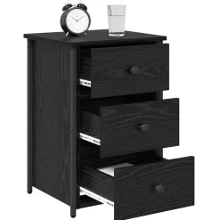 vidaXL Nachtkastje Zwart Eiken 40 x 36 x 60 cm Massief Gerecycled Hout