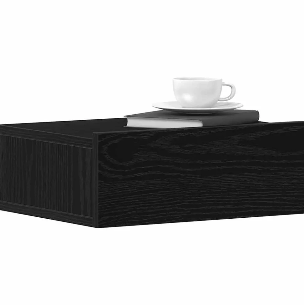 vidaXL Nachtkastje zwevend 40x32x15 cm bewerkt hout zwart eiken