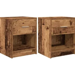 vidaXL Nachtkastjes 2 st met lade 40x34x50 cm oud houtkleurig