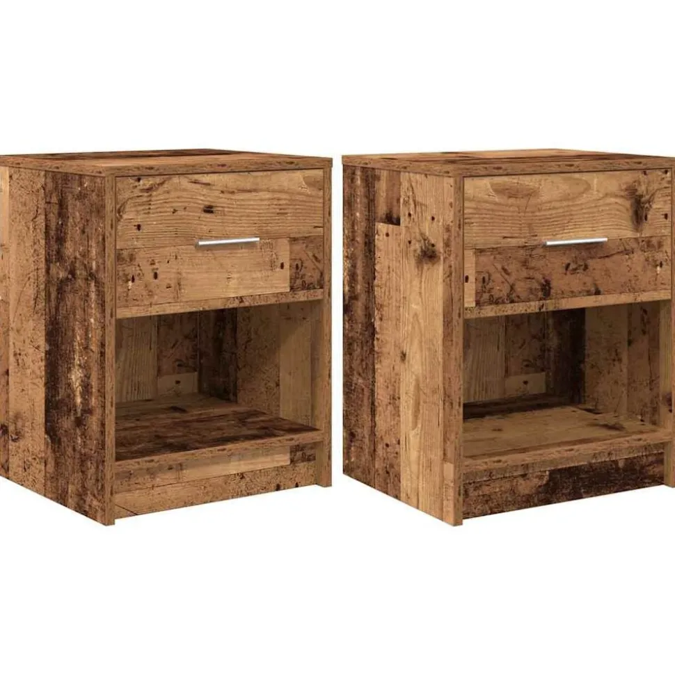 vidaXL Nachtkastjes 2 st met lade 40x34x50 cm oud houtkleurig