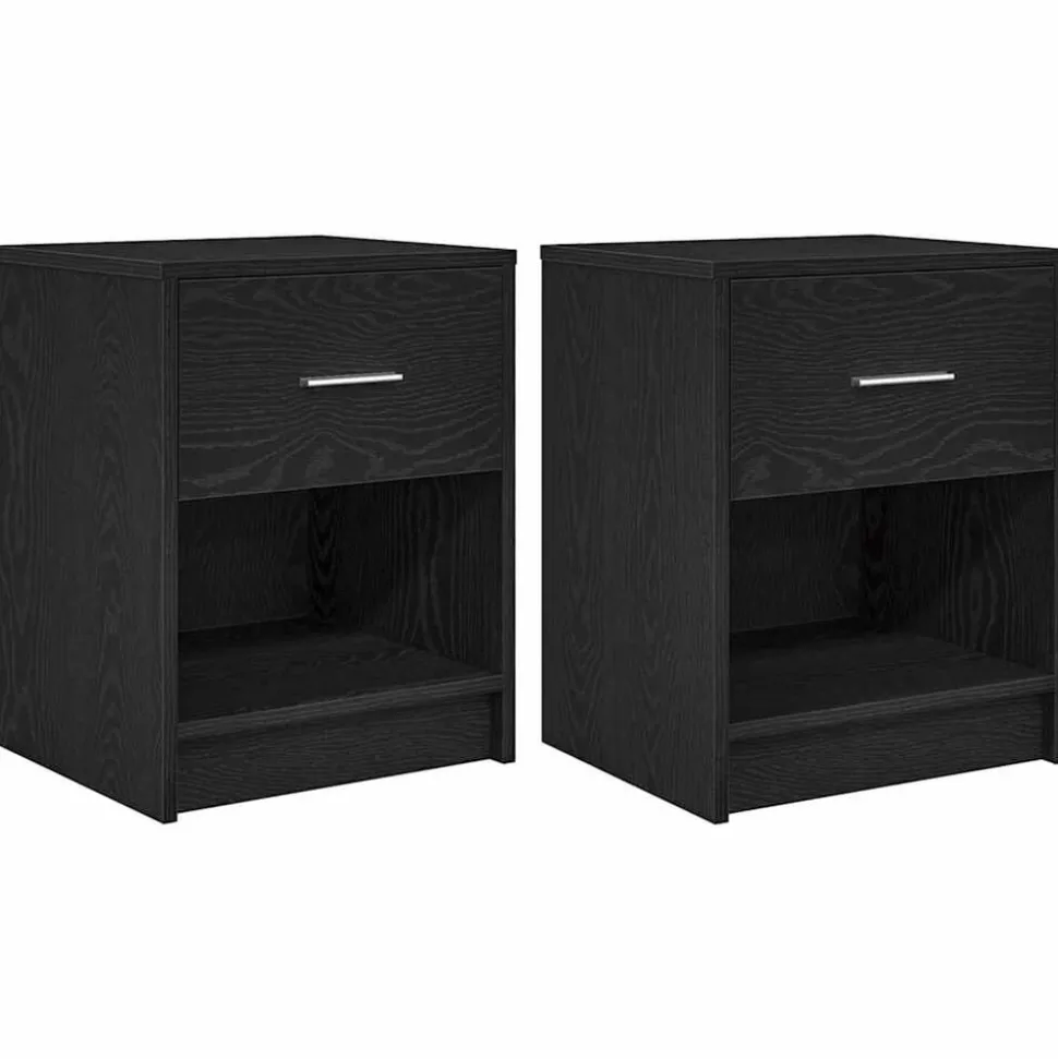 vidaXL Nachtkastjes 2 st met lade 40x34x50 cm zwart