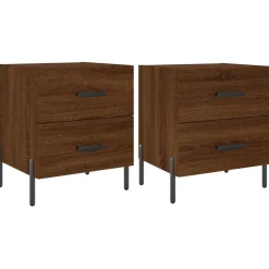 vidaXL Nachtkastjes 2 st 40x35x47,5 cm bewerkt hout bruin eikenkleur