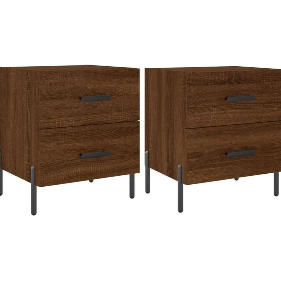 vidaXL Nachtkastjes 2 st 40x35x47,5 cm bewerkt hout bruin eikenkleur