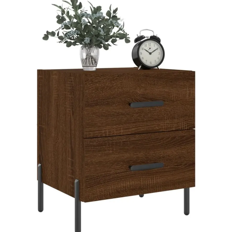 vidaXL Nachtkastjes 2 st 40x35x47,5 cm bewerkt hout bruin eikenkleur